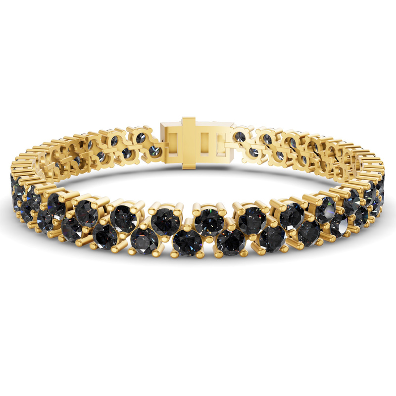 9ct Yellow Gold Isidora Round Double Row Lab Diamond Tennis Bracelet (3 Ct. Tw.) front image