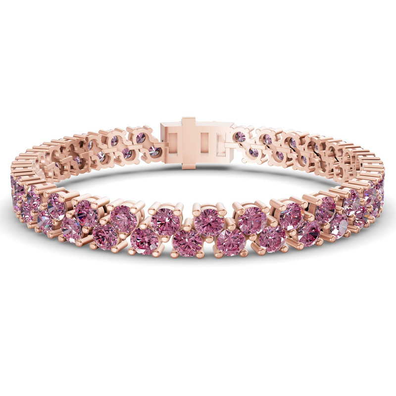14ct Rose Gold Isidora Round Double Row Lab Diamond Tennis Bracelet (3 Ct. Tw.) front image