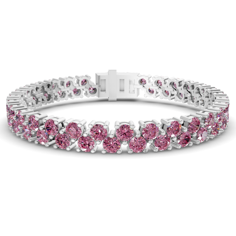 9ct White Gold Isidora Round Double Row Lab Diamond Tennis Bracelet (3 Ct. Tw.) front image