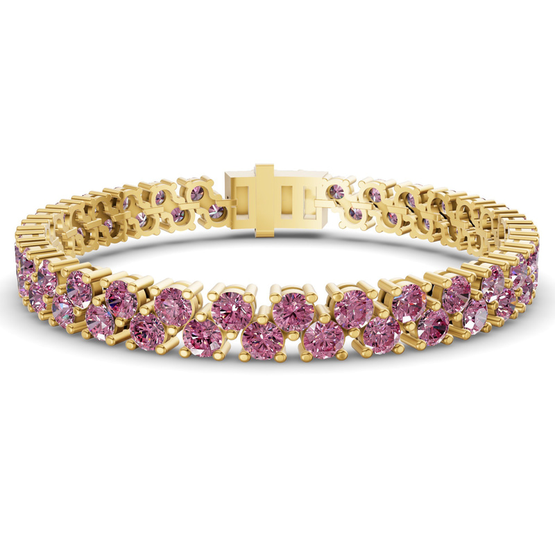 9ct Yellow Gold Isidora Round Double Row Lab Diamond Tennis Bracelet (3 Ct. Tw.) front image