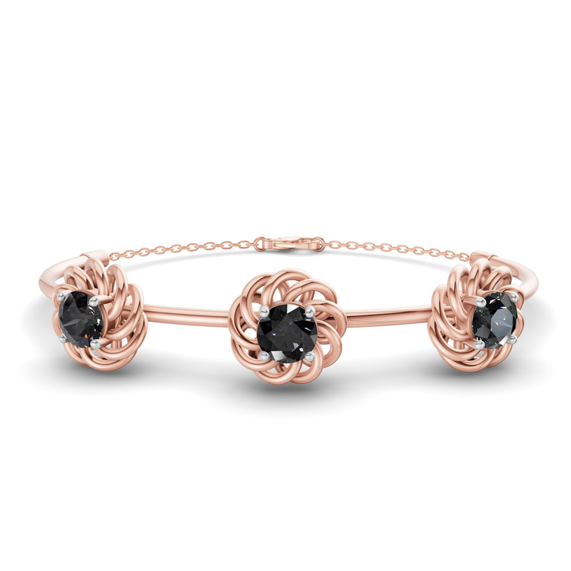 14ct Rose Gold Spiral Eleve Round Lab Diamond openable bracelet (1 Ct. Tw.) front image