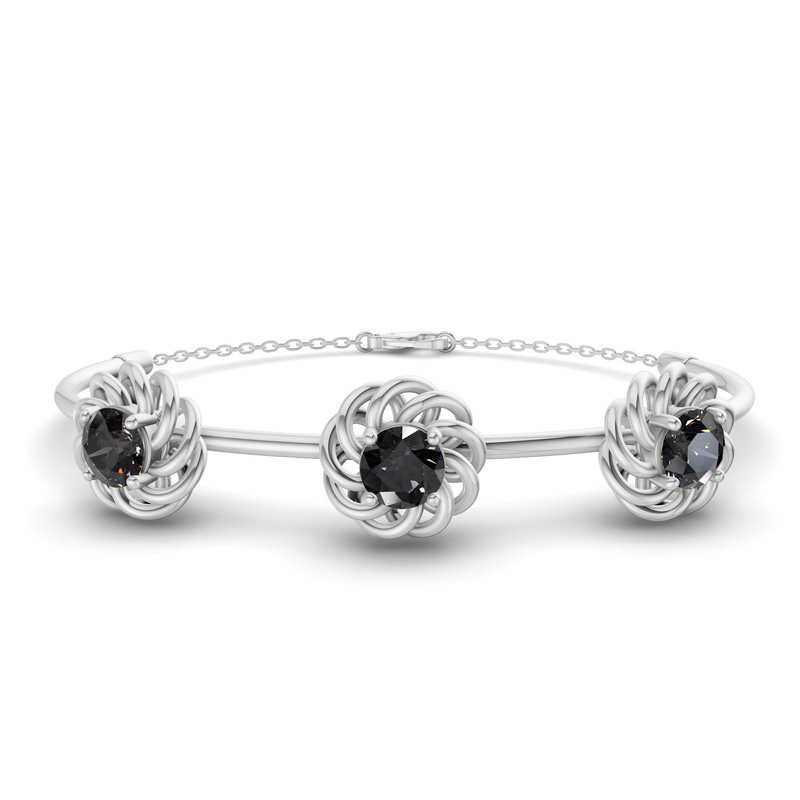 14ct White Gold Spiral Eleve Round Lab Diamond openable bracelet (1 Ct. Tw.) front image