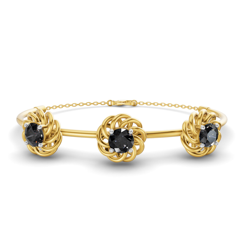 14ct Yellow Gold Spiral Eleve Round Lab Diamond openable bracelet (2 Ct. Tw.) front image