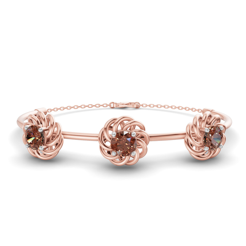 14ct Rose Gold Spiral Eleve Round Lab Diamond openable bracelet (1 Ct. Tw.) front image