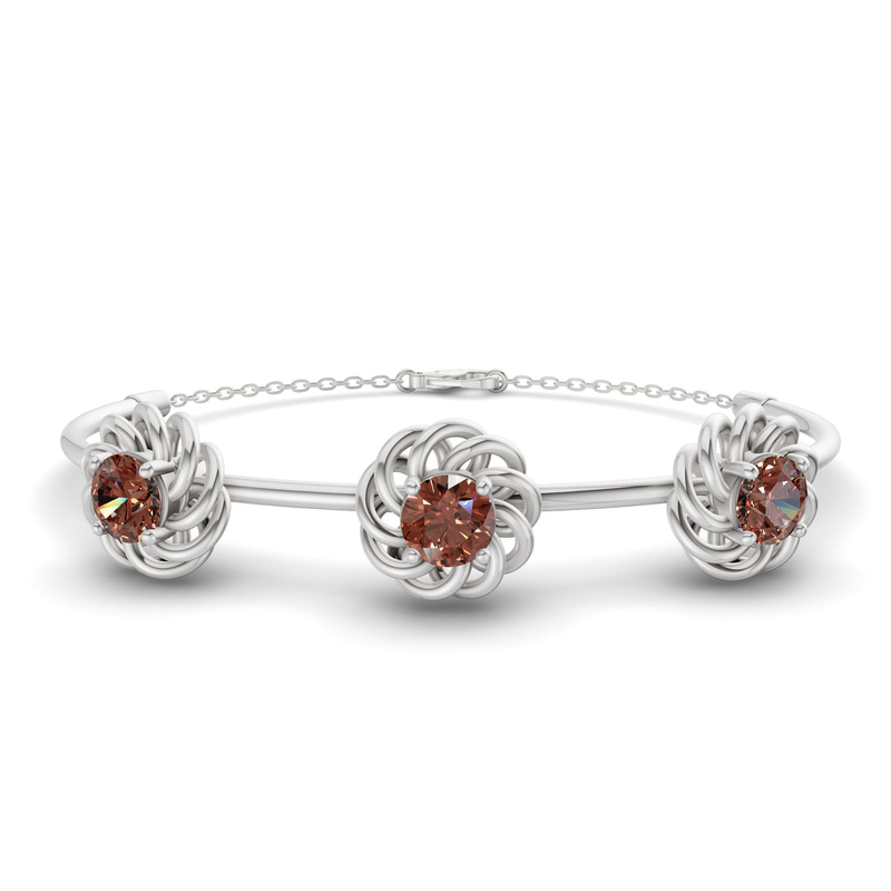 14ct White Gold Spiral Eleve Round Lab Diamond openable bracelet (1 Ct. Tw.) front image