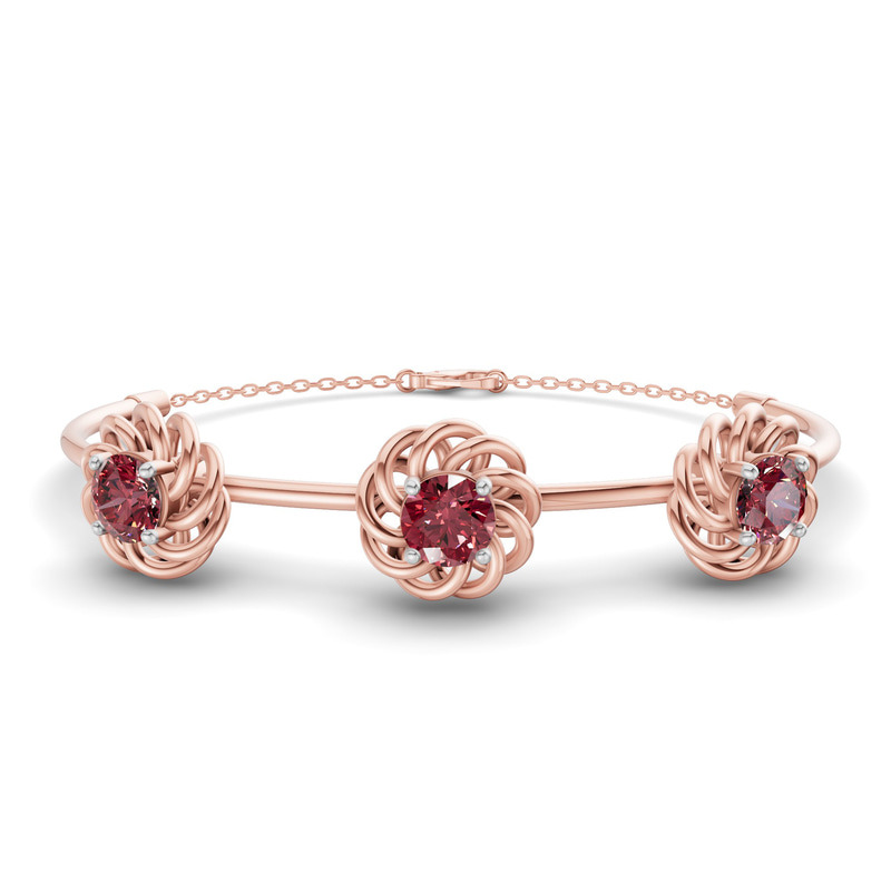 14ct Rose Gold Spiral Eleve Round Lab Diamond openable bracelet (1 Ct. Tw.) front image