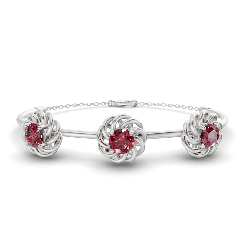 14ct White Gold Spiral Eleve Round Lab Diamond openable bracelet (1 Ct. Tw.) front image