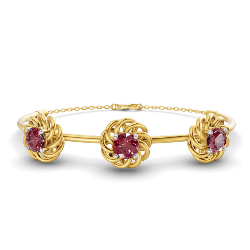 14ct Yellow Gold Spiral Eleve Round Lab Diamond openable bracelet (1 Ct. Tw.) front image