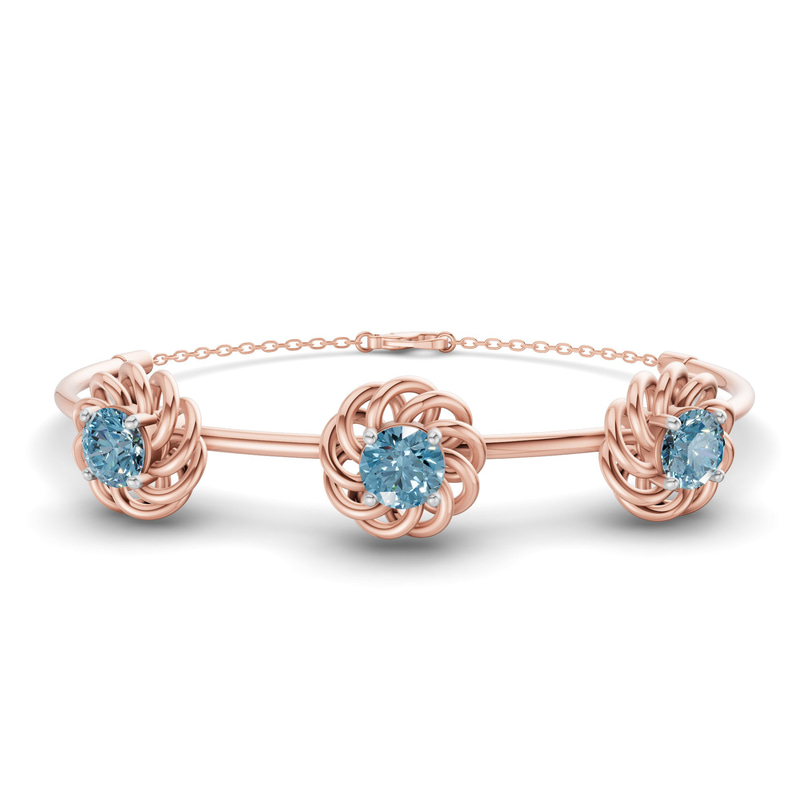 14ct Rose Gold Spiral Eleve Round Lab Diamond openable bracelet (1 Ct. Tw.) front image