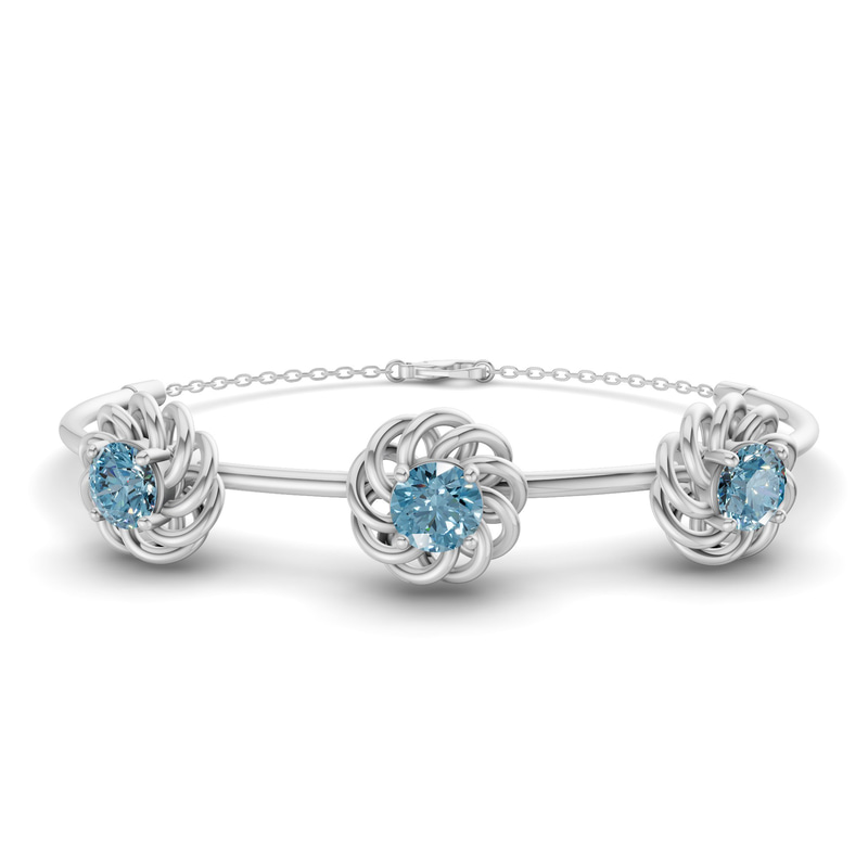 14ct White Gold Spiral Eleve Round Lab Diamond openable bracelet (1 Ct. Tw.) front image