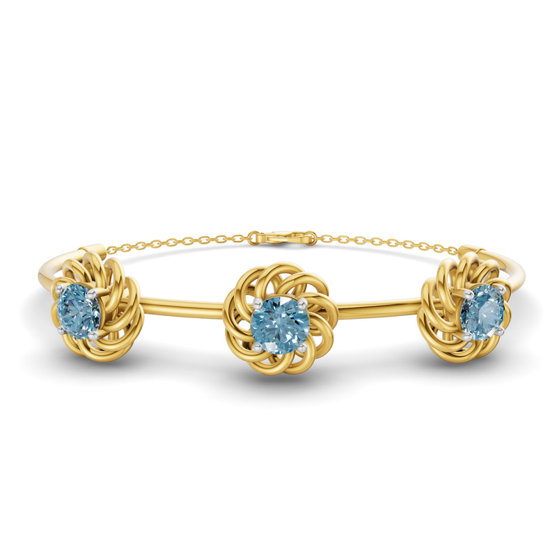 14ct Yellow Gold Spiral Eleve Round Lab Diamond openable bracelet (1 Ct. Tw.) front image
