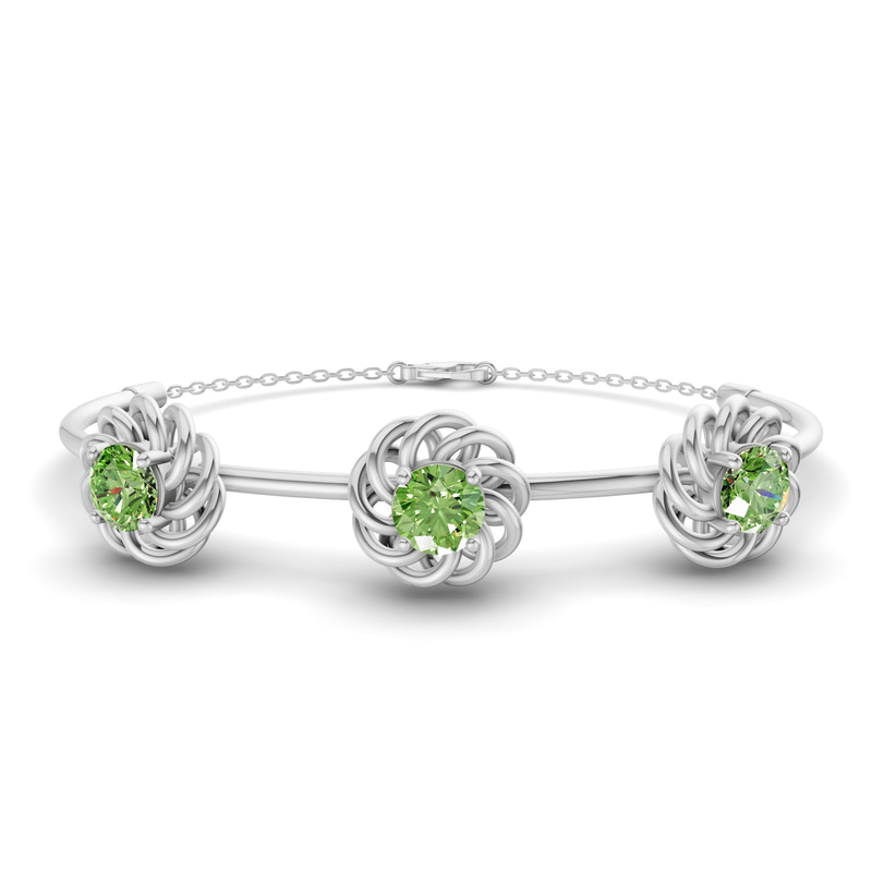 14ct White Gold Spiral Eleve Round Lab Diamond openable bracelet (2 Ct. Tw.) front image