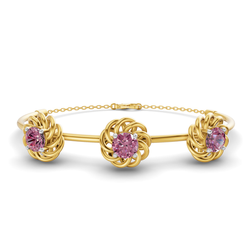 14ct Yellow Gold Spiral Eleve Round Lab Diamond openable bracelet (1 Ct. Tw.) front image