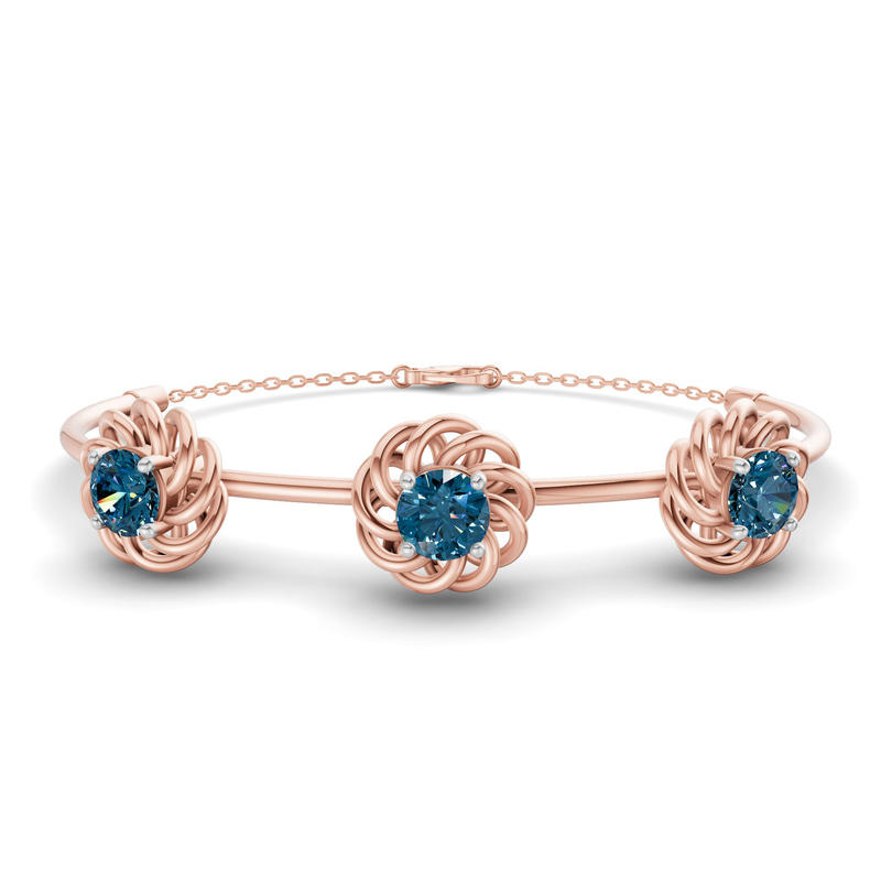 14ct Rose Gold Spiral Eleve Round Lab Diamond openable bracelet (1 Ct. Tw.) front image