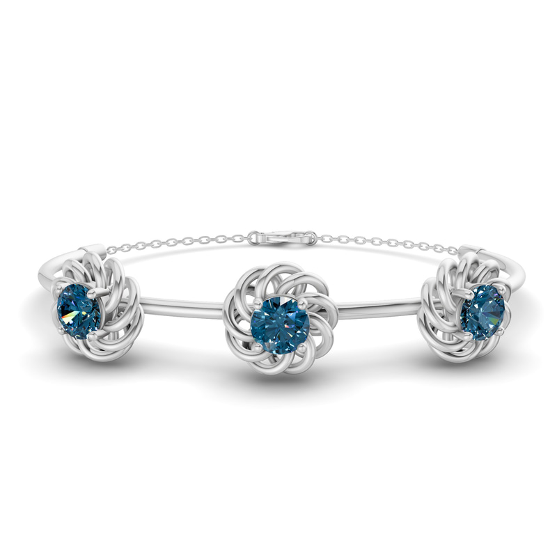 14ct White Gold Spiral Eleve Round Lab Diamond openable bracelet (2 Ct. Tw.) front image