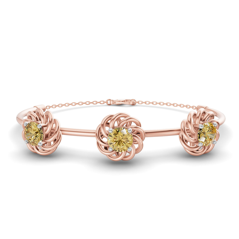 14ct Rose Gold Spiral Eleve Round Lab Diamond openable bracelet (1 Ct. Tw.) front image