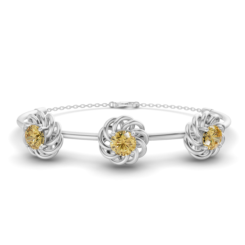 14ct White Gold Spiral Eleve Round Lab Diamond openable bracelet (1 Ct. Tw.) front image