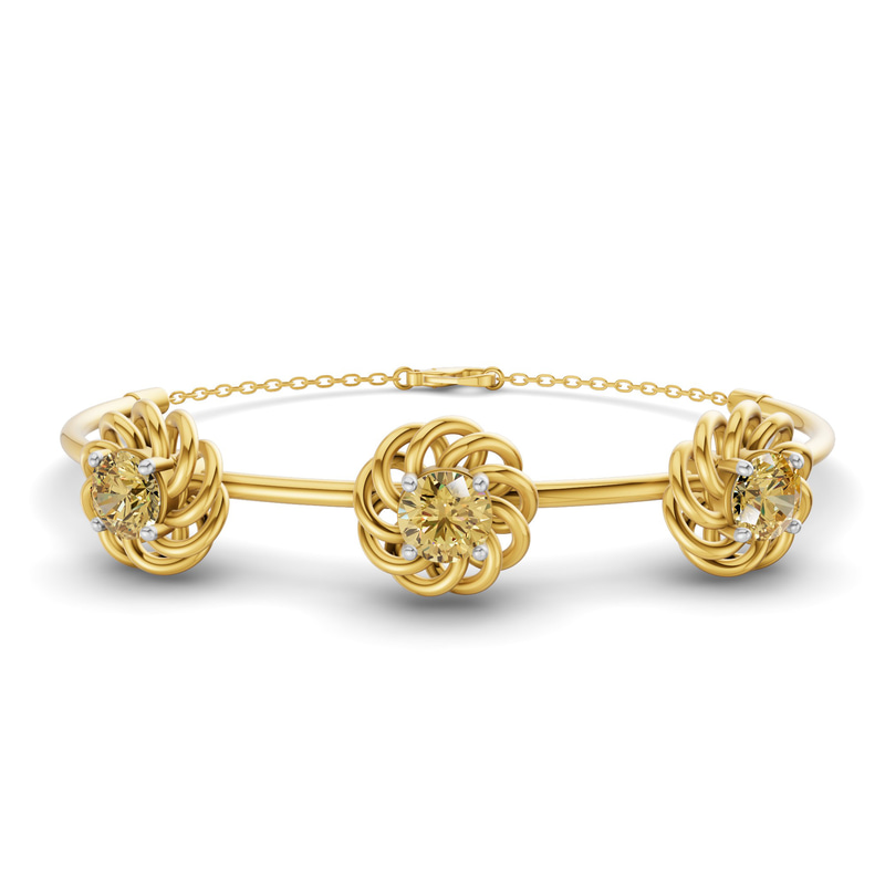 14ct Yellow Gold Spiral Eleve Round Lab Diamond openable bracelet (1 Ct. Tw.) front image