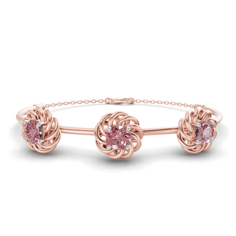 14ct Rose Gold Spiral Eleve Round Lab Diamond openable bracelet (1 Ct. Tw.) front image
