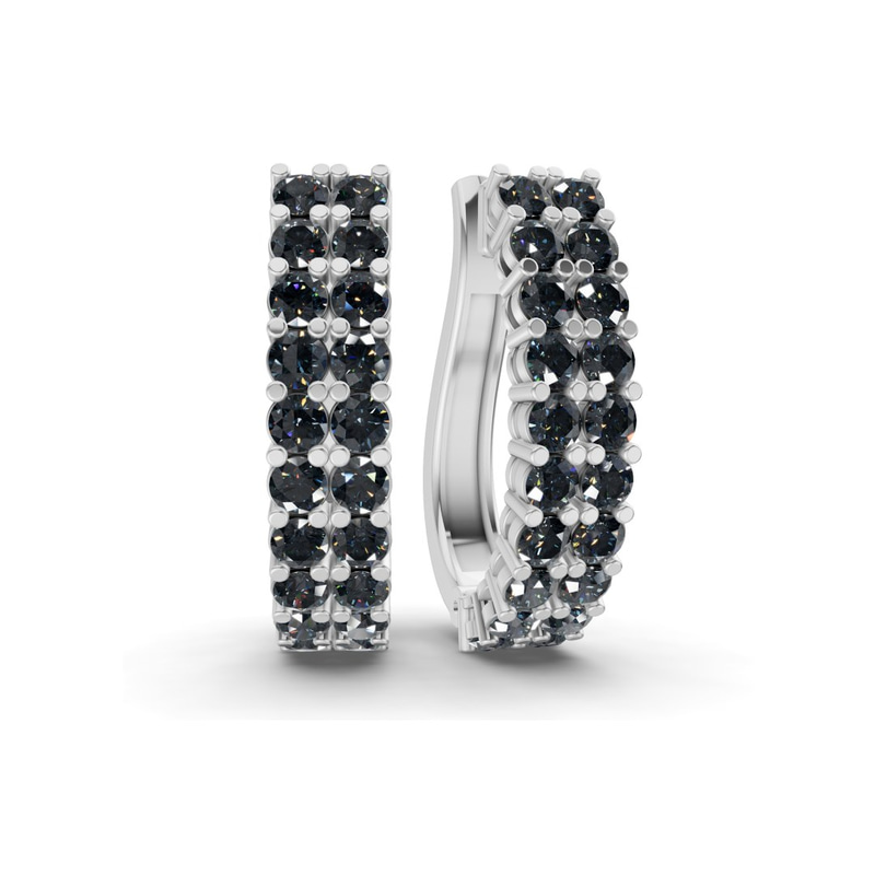 9ct White Gold Gracie Double Row Round Lab Diamond Hoop Earrings (1 Ct. Tw.) front image