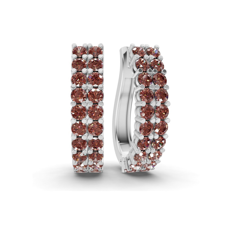 9ct White Gold Gracie Double Row Round Lab Diamond Hoop Earrings (1 Ct. Tw.) front image