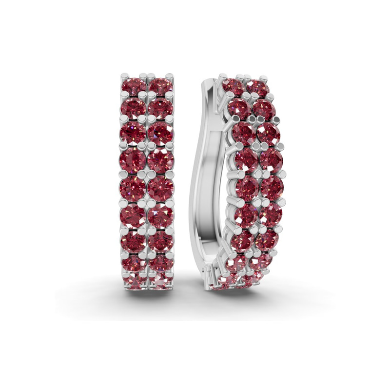 9ct White Gold Gracie Double Row Round Lab Diamond Hoop Earrings (1 Ct. Tw.) front image