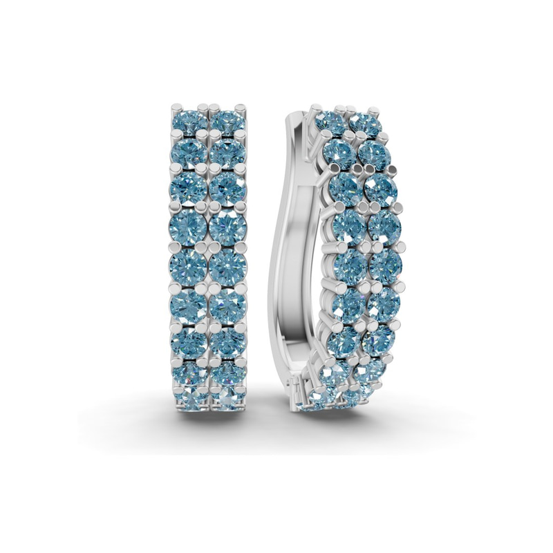 9ct White Gold Gracie Double Row Round Lab Diamond Hoop Earrings (1 Ct. Tw.) front image