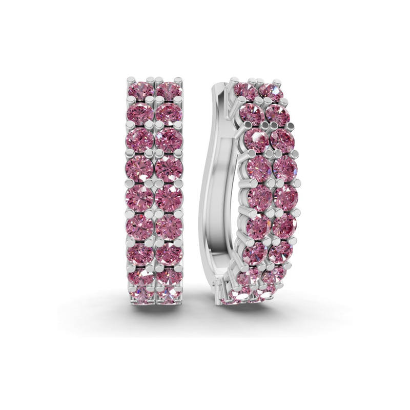 9ct White Gold Gracie Double Row Round Lab Diamond Hoop Earrings (1 Ct. Tw.) front image