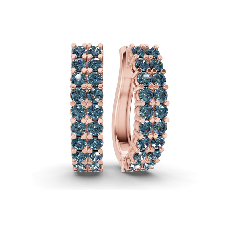 14ct Rose Gold Gracie Double Row Round Lab Diamond Hoop Earrings (1 Ct. Tw.) front image