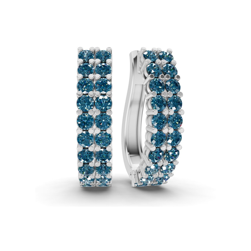 9ct White Gold Gracie Double Row Round Lab Diamond Hoop Earrings (1 Ct. Tw.) front image