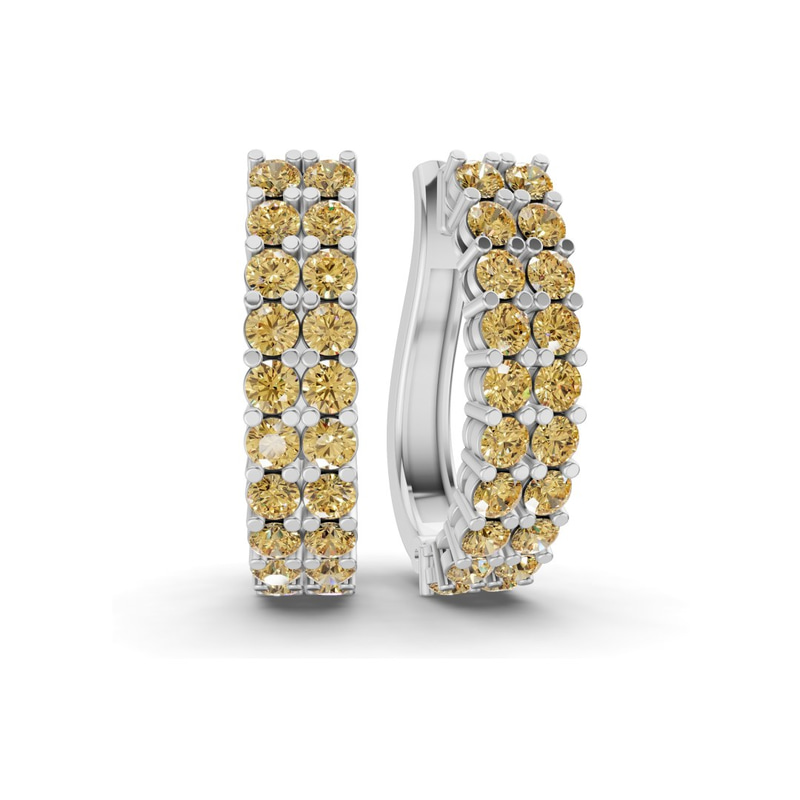 9ct White Gold Gracie Double Row Round Lab Diamond Hoop Earrings (1 Ct. Tw.) front image