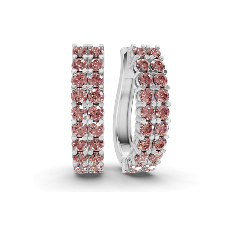 9ct White Gold Gracie Double Row Round Lab Diamond Hoop Earrings (1 Ct. Tw.) front image
