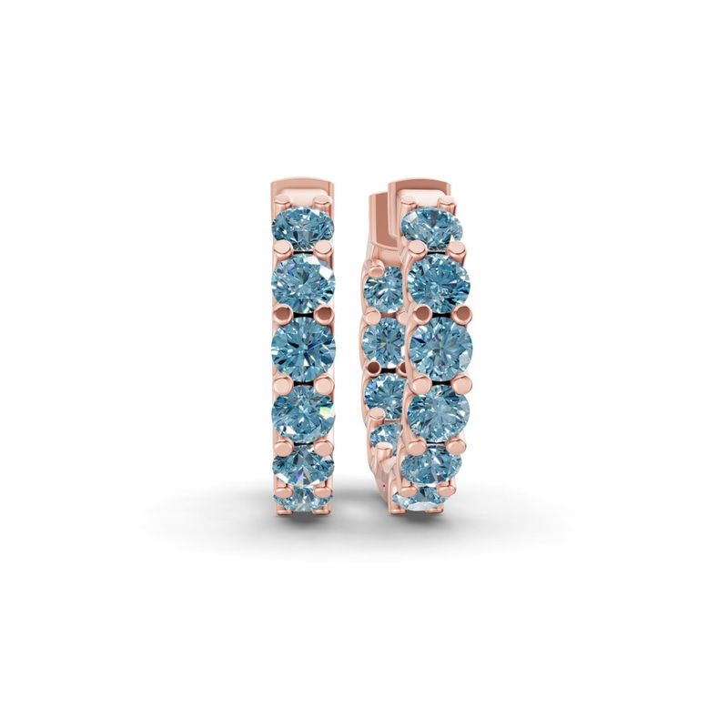 9ct Rose Gold Sirena Round Lab Diamond Hoop Earrings (7 Ct. Tw.) front image