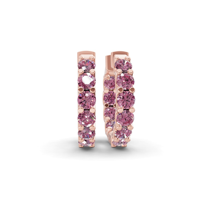 14ct Rose Gold Sirena Round Lab Diamond Hoop Earrings (7 Ct. Tw.) front image