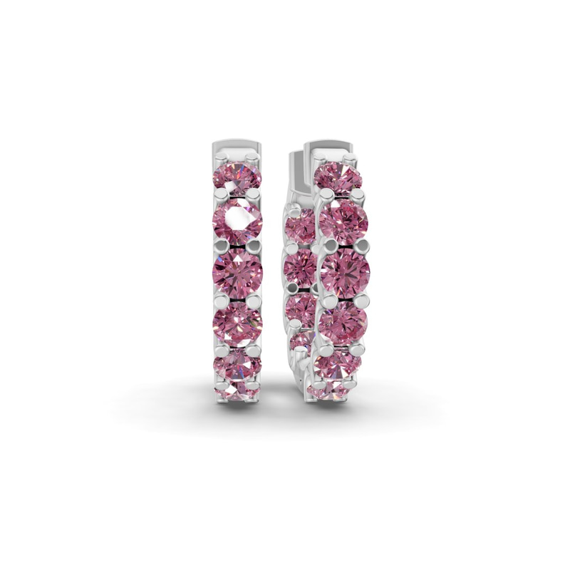 14ct White Gold Sirena Round Lab Diamond Hoop Earrings (7 Ct. Tw.) front image