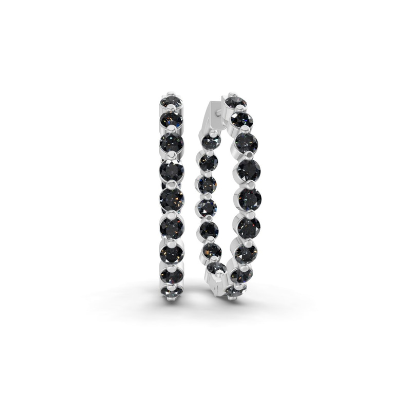 9ct White Gold Rylee Round Lab Diamond Hoop Earrings (1 Ct. Tw.) front image