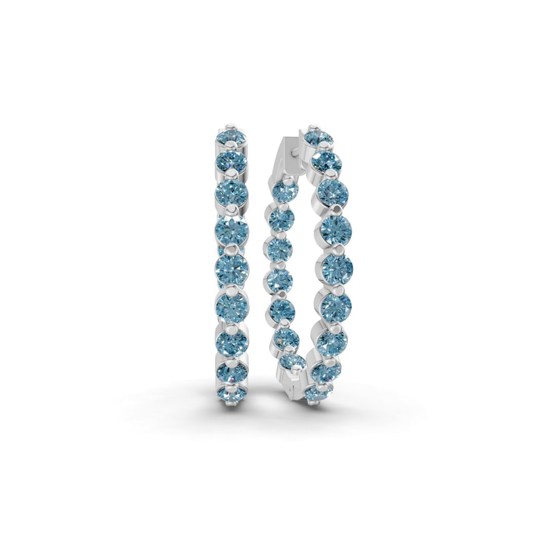 9ct White Gold Rylee Round Lab Diamond Hoop Earrings (1 Ct. Tw.) front image