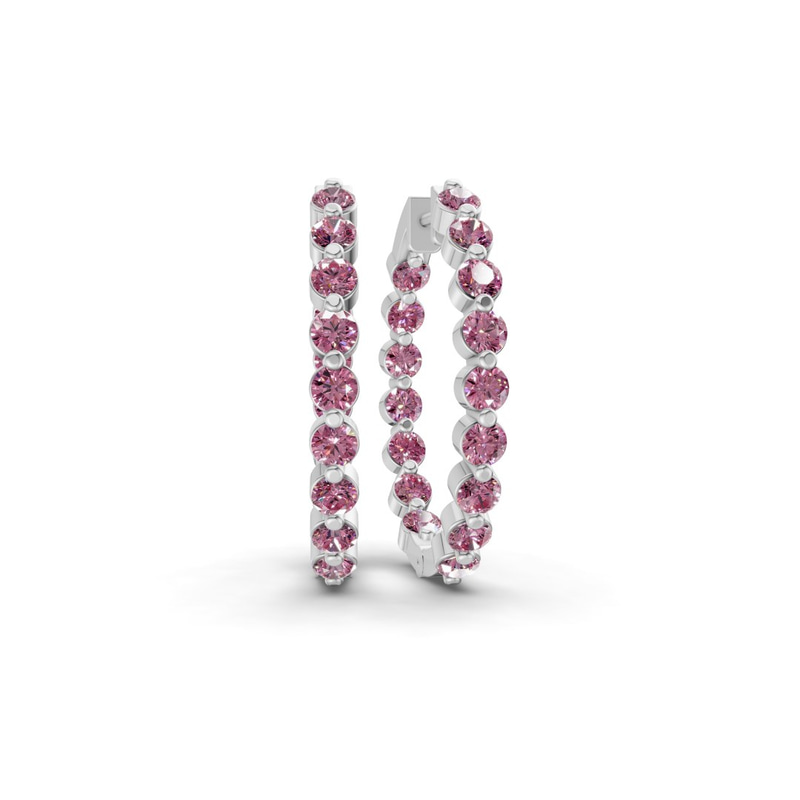 9ct White Gold Rylee Round Lab Diamond Hoop Earrings (1 Ct. Tw.) front image