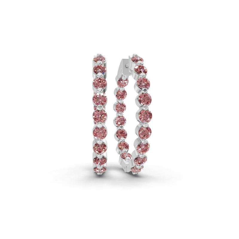 9ct White Gold Rylee Round Lab Diamond Hoop Earrings (1 Ct. Tw.) front image