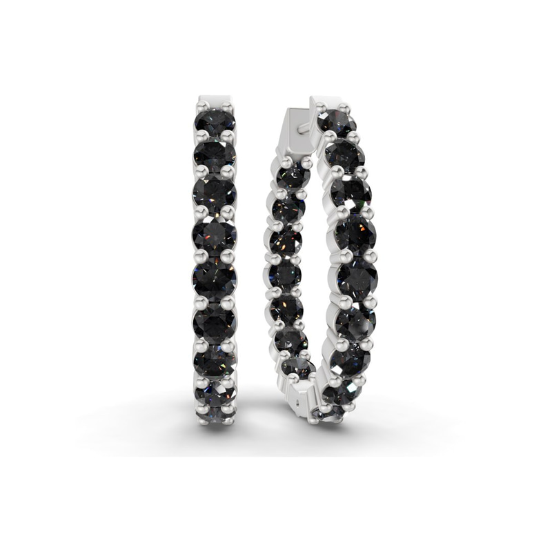 10kt White Gold Isla Round Lab Diamond Hoop Earrings (1 Ct. Tw.) front image