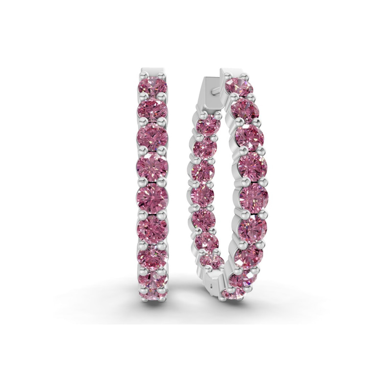 10kt White Gold Isla Round Lab Diamond Hoop Earrings (1 Ct. Tw.) front image