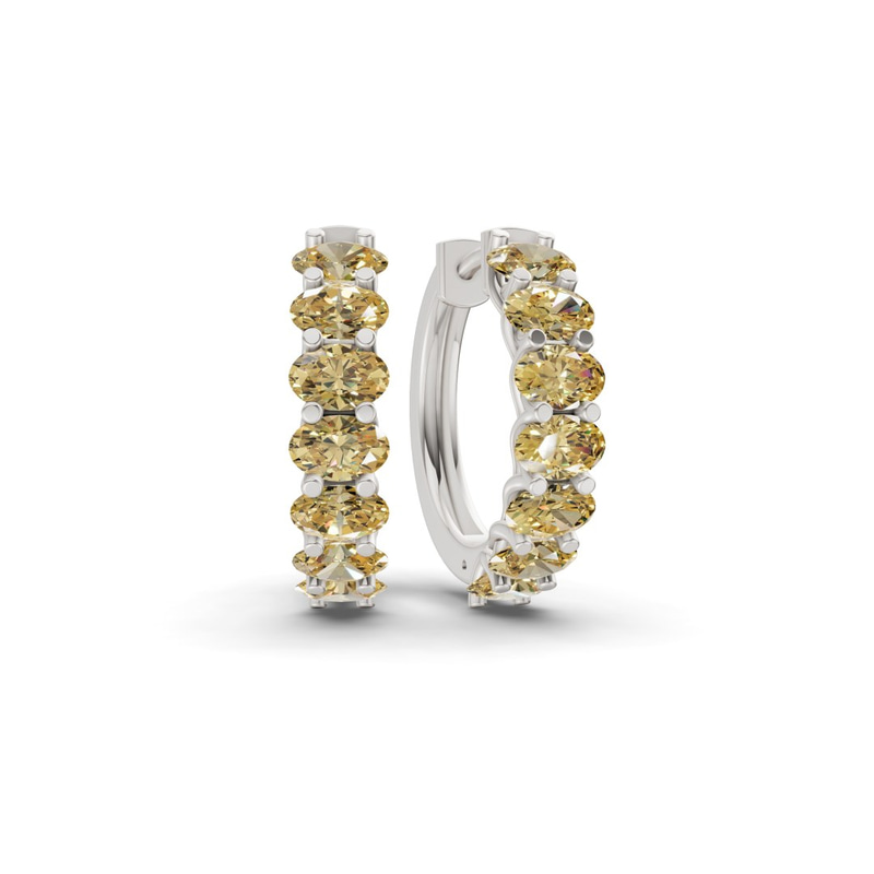 Platinum Jovana Oval Lab Diamond Hoop Earrings (6 Ct. Tw.) front image