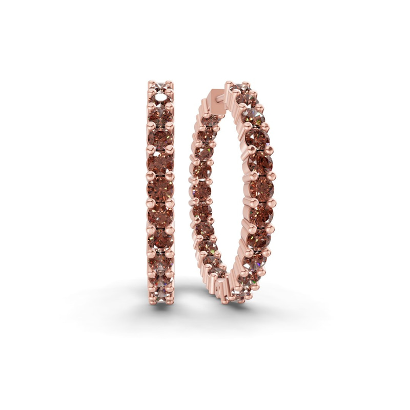 10kt Rose Gold Meara Round Lab Diamond Hoop Earrings (1 Ct. Tw.) front image