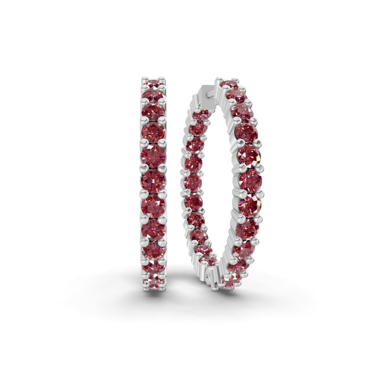 10kt White Gold Meara Round Lab Diamond Hoop Earrings (1 Ct. Tw.) front image