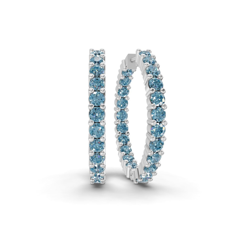 10kt White Gold Meara Round Lab Diamond Hoop Earrings (1 Ct. Tw.) front image