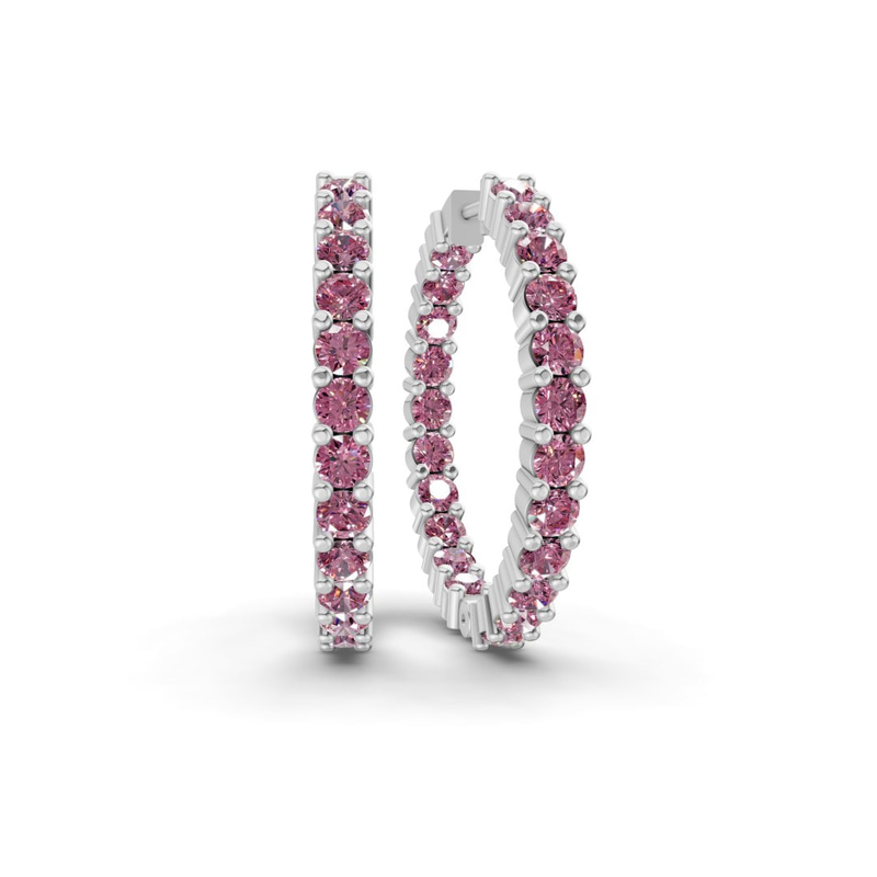 10kt White Gold Meara Round Lab Diamond Hoop Earrings (1 Ct. Tw.) front image