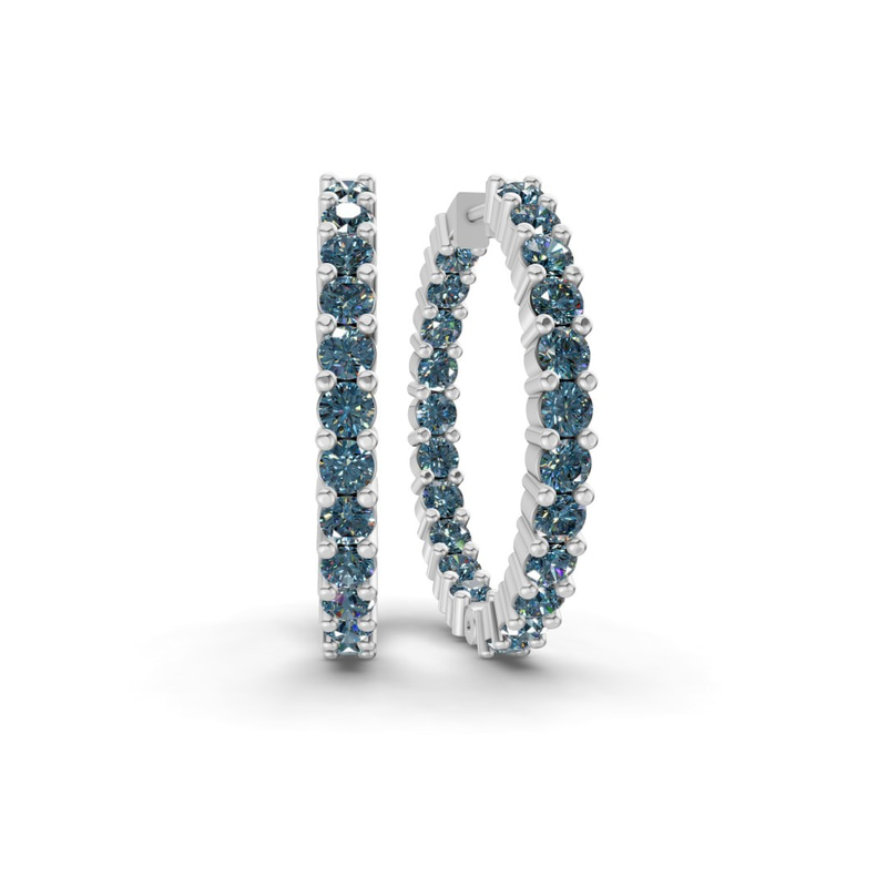 10kt White Gold Meara Round Lab Diamond Hoop Earrings (1 Ct. Tw.) front image