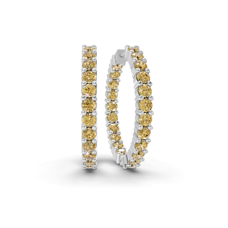 10kt White Gold Meara Round Lab Diamond Hoop Earrings (1 Ct. Tw.) front image
