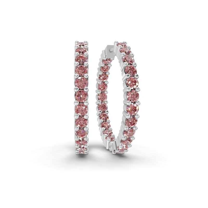 10kt White Gold Meara Round Lab Diamond Hoop Earrings (1 Ct. Tw.) front image
