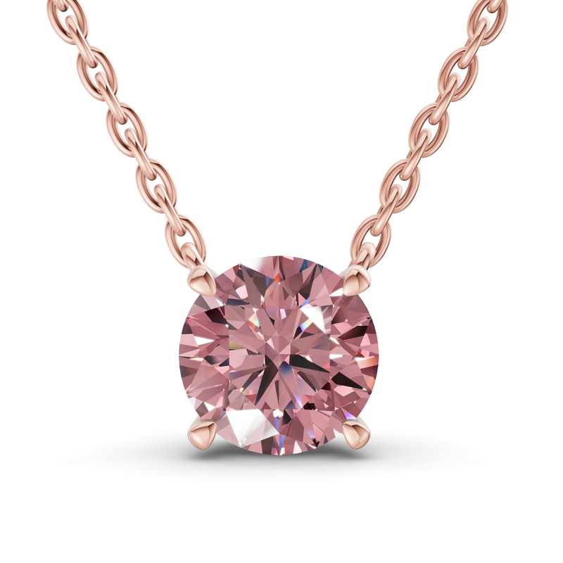 10kt Rose Gold Lluvia Round Lab Diamond Solitaire Necklace (1/2 Ct. Tw.) front image